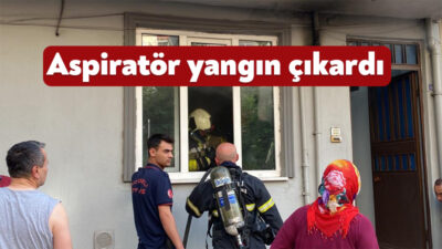 Kocaeli'nin İzmit ilçesinde bir evin mutfağında bulunan aspiratörden çıkan yangın,