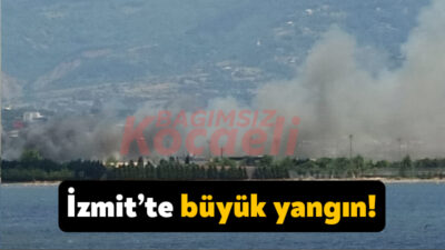 Kocaeli'nin İzmit ilçesinde otluk alanda çıkan ve rüzgarın etkisiyle büyüyen