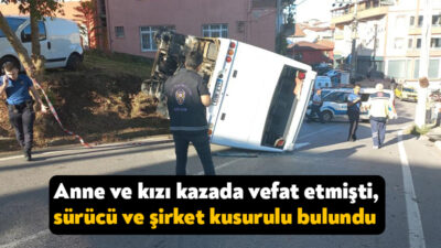 Kocaeli'nin Gölcük ilçesinde freni boşalan işçi servisinin okula giden anne