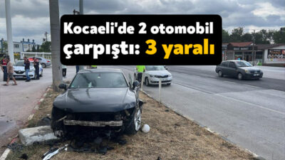 Kocaeli'nin Kartepe ilçesinde biri yabancı plakalı 2 otomobilin çarpışması