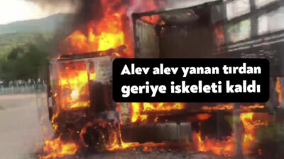 Kocaeli'nin Kartepe ilçesinde seyir halindeki tır alevlere teslim oldu. İtfaiye