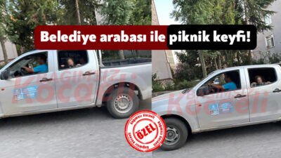 Kocaeli Büyükşehir Belediyesi’ne ait olan araç hizmet dışında kullanıldı, bir
