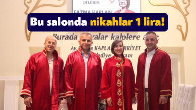 Evlenecek çiftlere destek olmayı sürdüren İzmit Belediyesinin 1 TL olan