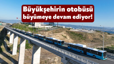 Kocaeli Büyükşehir Belediyesi’nin yeni aldığı 81 otobüsten 10 körüklü otobüs