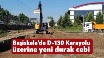 Başiskele’de D-130 Karayolu Seymen durağı mevkiinde yapımına başlanan durak cebi