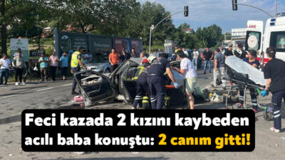 Kocaeli'nin İzmit ilçesinde tırın 2 otomobile çarptığı kazada 2 kızını