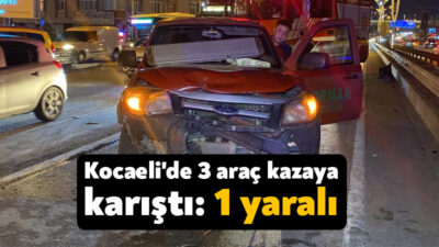 Kocaeli'nin İzmit ilçesinde sürücüsünün direksiyon hakimiyetini kaybettiği otomobil önce