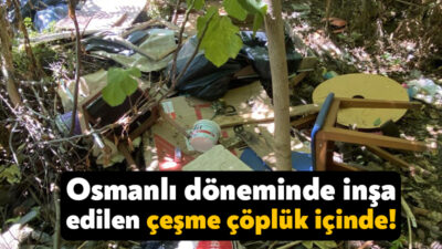 Kocaeli'nin İzmit ilçesinde yabani otlar ve çöplerle kaplanan tarihi çeşme,