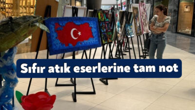 Kocaeli'de sıfır atık konulu projelerini sergileyen öğrencilerin eserleri vatandaşlardan tam