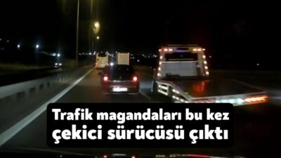 Kocaeli TEM Otoyolu'nda 3 çekici sürücüsü, diğer araç sürücülerini yol