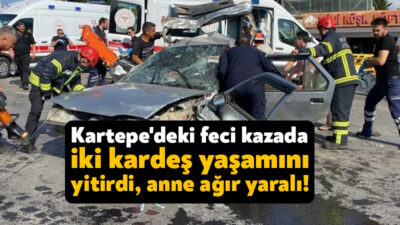 Kocaeli'nin İzmit ilçesinde kamyonun trafik ışıklarında bekleyen otomobillerin arasına
