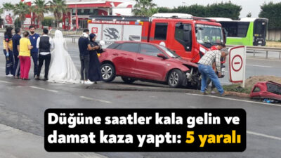 Kocaeli'de fotoğraf çekimi için yola çıkan gelin ve damat düğüne