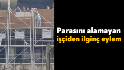 Kocaeli'nin Derince ilçesinde yapımı devam eden belediye binasının inşaatında çalışan