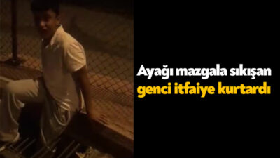 Kocaeli'de yolda yürürken bacağı mazgala sıkışan genci itfaiye ekipleri kurtardı.