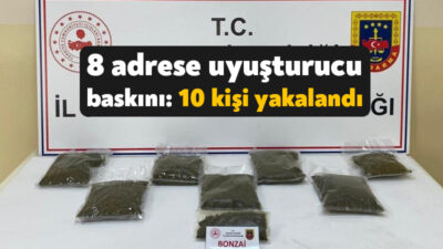 Kocaeli'de 8 adreste yapılan baskında 2 kilo 830 gram uyuşturucu