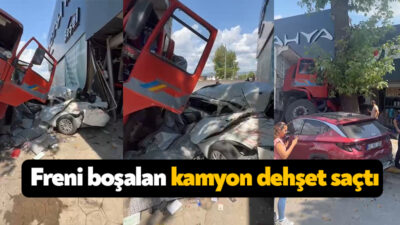 Kocaeli'nin Başiskele ilçesinde freni boşalan kamyon park halindeki 4