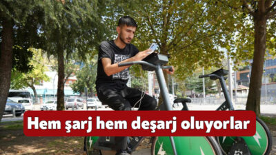Kocaeli'de kentin farklı noktalarına konumlandırılan ve "Şarj-Bis" adı verilen bisikletler,