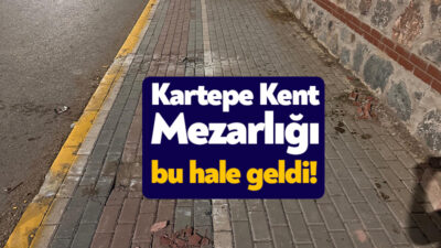 Kartepe Kent Mezarlığı’nda yapılan kazı çalışmaları sırasında kaldırım ve perde