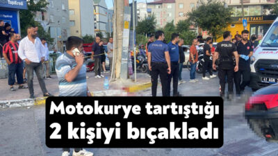 Kocaeli'nin Çayırova ilçesinde motokurye, tartıştığı 2 kişiyi bıçaklayarak yaraladı.