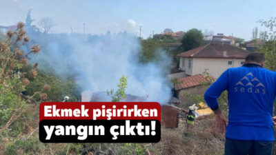 Kocaeli'nin Körfez ilçesinde tandırda ekmek pişirilirken alevin barakaya sıçraması neticesinde