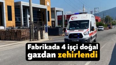 Kocaeli'nin Kartepe ilçesindeki bir fabrikada çalışan 4 işçi doğal gazdan