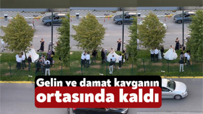 Kocaeli'nin Gebze ilçesinde gelin ve damat yol ortasında kavga eden