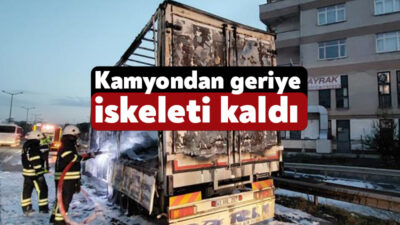 Kocaeli'nin Çayırova ilçesinde plastik yüklü kamyon alev alev aldı. Kamyondan