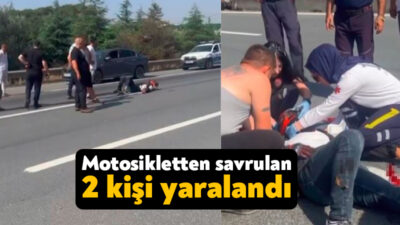 Kocaeli'nin Dilovası ilçesinde kontrolden çıkan motosikletteki sürücü ve yolcu yola