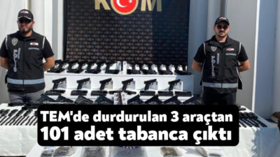 TEM Otoyolu'nun Kocaeli geçişinde 3 araçta yapılan aramada 101 adet