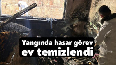 Gölcük Belediyesi ekipleri, Merkez Mahallesi’nde bir binada çıkan yangında büyük