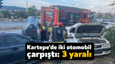 Kocaeli'nin Kartepe ilçesinde iki otomobilin çarpıştığı kazada 1'i ağır 3