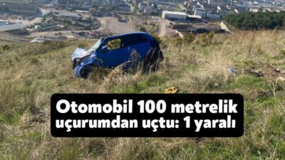 Kocaeli'nin Körfez ilçesinde sürücüsünün hakimiyetinde bulunan otomobil, 100 metrelik uçurumdan