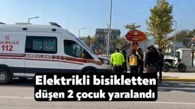 Kocaeli'nin Körfez ilçesinde elektrikli bisikletten düşen 2 çocuk hafif şekilde