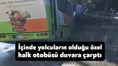 Kocaeli'de sürücüsünün direksiyon hakimiyetini kaybettiği özel halk otobüsü duvara çarptı.