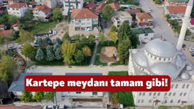 Kocaeli Büyükşehir Belediyesi tarafından Kartepe’de yapımı devam eden meydan projesinde