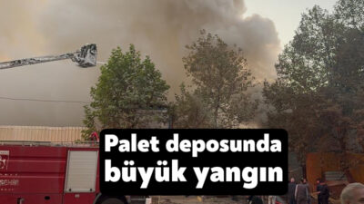 Kocaeli'nin Gebze ilçesinde bir palet deposunda yangın çıktı. Ekiplerin yangına