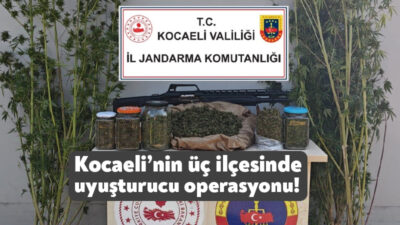 Kocaeli İl Jandarma Komutanlığı ekipleri tarafından uyuşturucuya karşı 3 ilçede