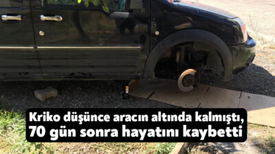 Kocaeli'nin Derince ilçesinde lastiğini değiştirmek amacıyla kriko ile yükselttiği aracın