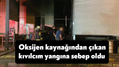Kocaeli'nin Gebze ilçesinde kaporta dükkanında otomobilde yapılan oksijen kaynağı yangına