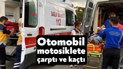 Kocaeli'nin Başiskele ilçesinde seyir halindeki otomobil motosiklete çarpıp kaçtı. Savrulan