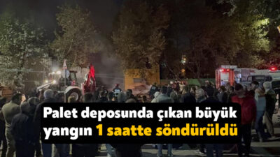 Kocaeli’nin Gebze ilçesinde bir palet deposunda çıkan yangın ekiplerin hummalı