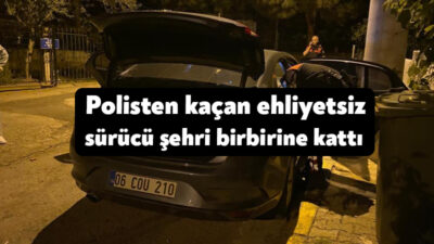 Kocaeli'nin Körfez ilçesinde polisten kaçan ehliyetsiz sürücü adeta şehri birbirine