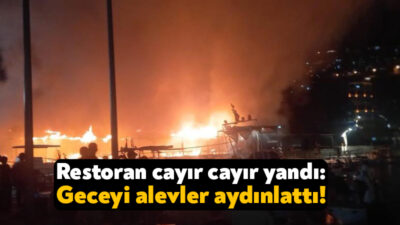 Kocaeli'nin Körfez ilçesinde, deniz kenarındaki restoran alev alev yandı. Gecenin