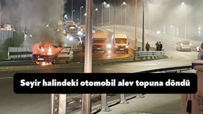 Kocaeli'nin Gebze ilçesinde seyir halindeki bir otomobil alevlere teslim oldu.
