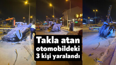 Kocaeli'nin İzmit ilçesinde takla atan otomobildeki 3 kişi yaralandı.
