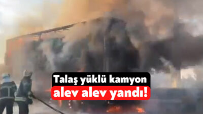 TEM Otoyolu'nun Kocaeli geçişinde talaş yüklü kamyon alev aldı. Yangın