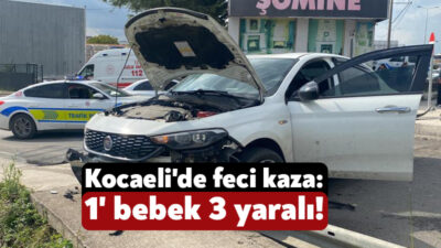 Kocaeli'nin Başiskele ilçesinde otomobilin kaldırıma çıkması neticesinde meydana gelen