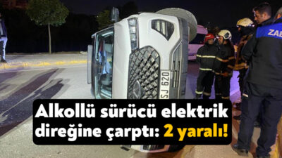 Kocaeli’nin Körfez ilçesinde alkollü sürücünün kullandığı cip elektrik direğine çarptı.