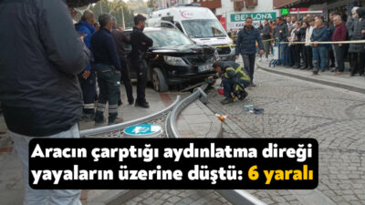 Kocaeli'nin Karamürsel ilçesinde kontrolden çıkan SUV tipi aracın çarptığı aydınlatma
