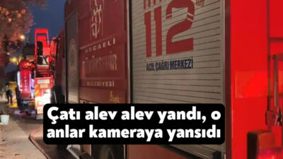 Kocaeli'nin İzmit ilçesinde müstakil bir evin çatısı alevlere teslim oldu.